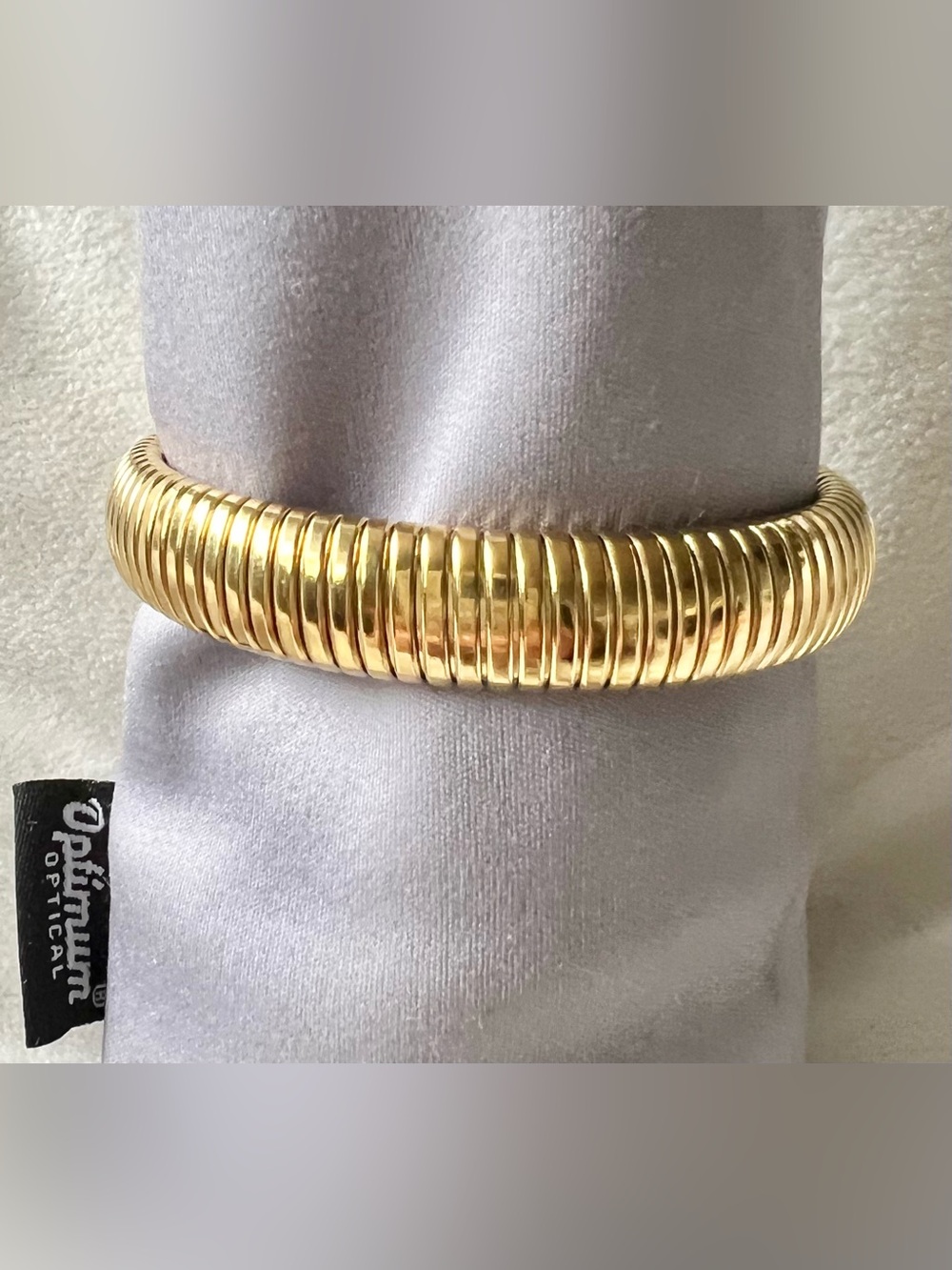 Gold Ribbed Bangle Bracelet